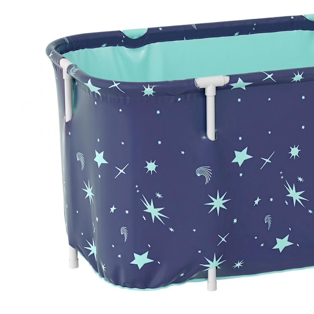 Living and Home Dark Blue Foldable PVC Soaking Bathtub with Inflatable Backrest Image 5
