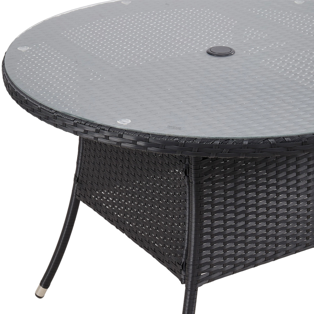 Living and Home Garden Rattan Round Table with Parasol Hole Image 4