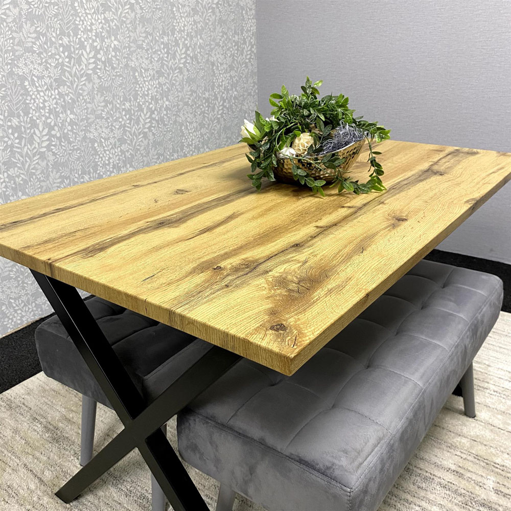 Kosy Koala 4 Seater Wooden and Grey Tufted Velvet Rectangular Table Set with Benches Image 3