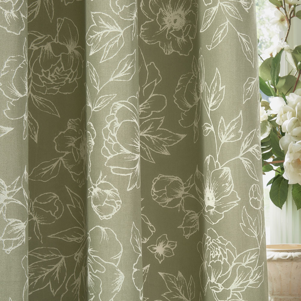 Wylder Nature Bella Floral Lined Eyelet Curtains Sage 229 x 183cm Image 4