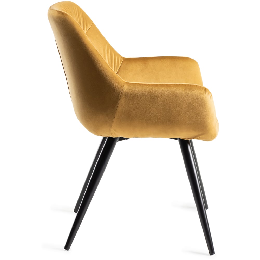 Bentley Designs Dali Set of 2 Mustard Velvet Fabric Upholstered Chair Image 4