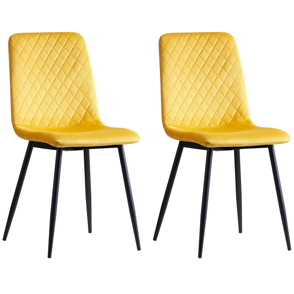 Lexi Set of 2 Yellow Velvet Fabric Dining Chairs Image 4