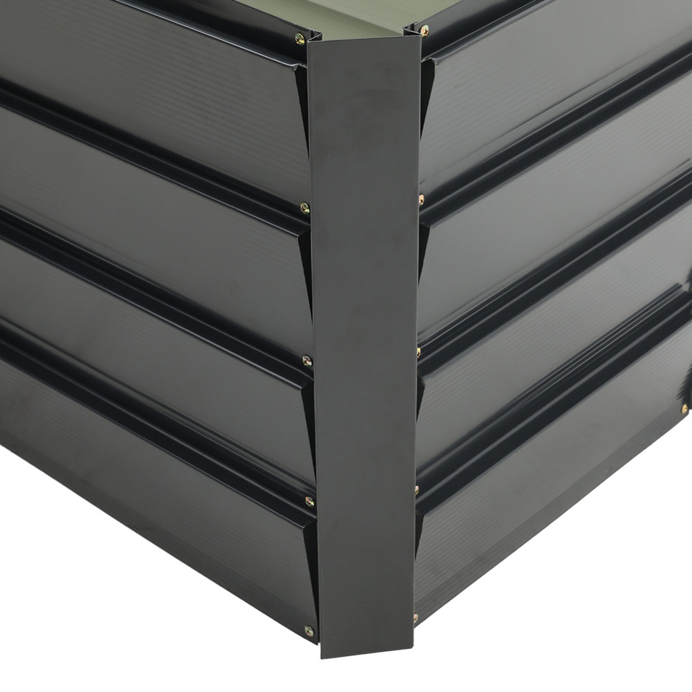 Living and Home 3.7 x 3.7ft Black L-Shaped Weather Resistant Steel Raised Garden Bed Image 4