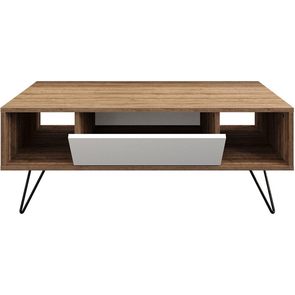 Decorotika Mistico 2 Open Shelf Walnut and White Coffee Table Image 2