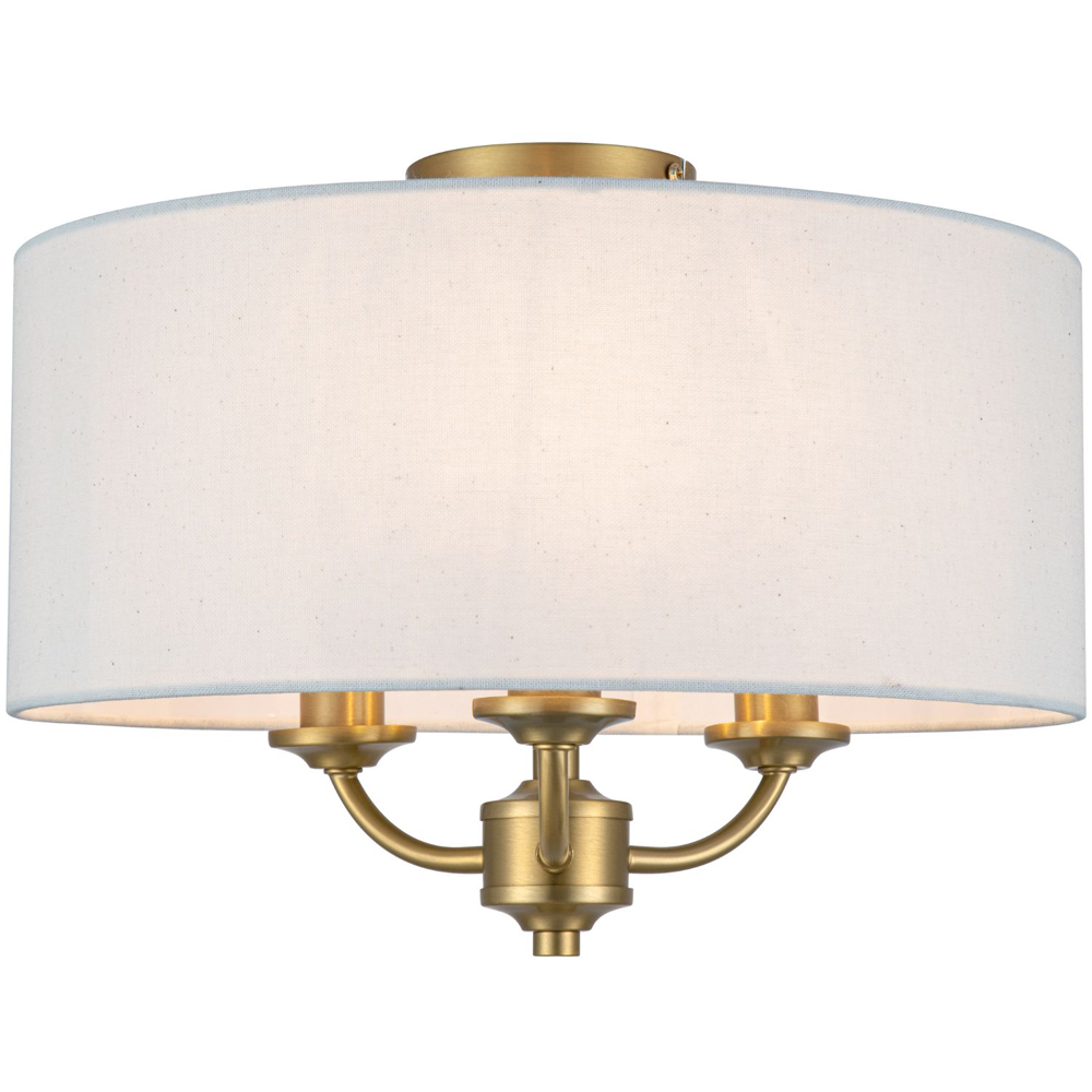 Cosylyte Winston 3 Light Faux Linen Outer Shade Ceiling Light Image 3