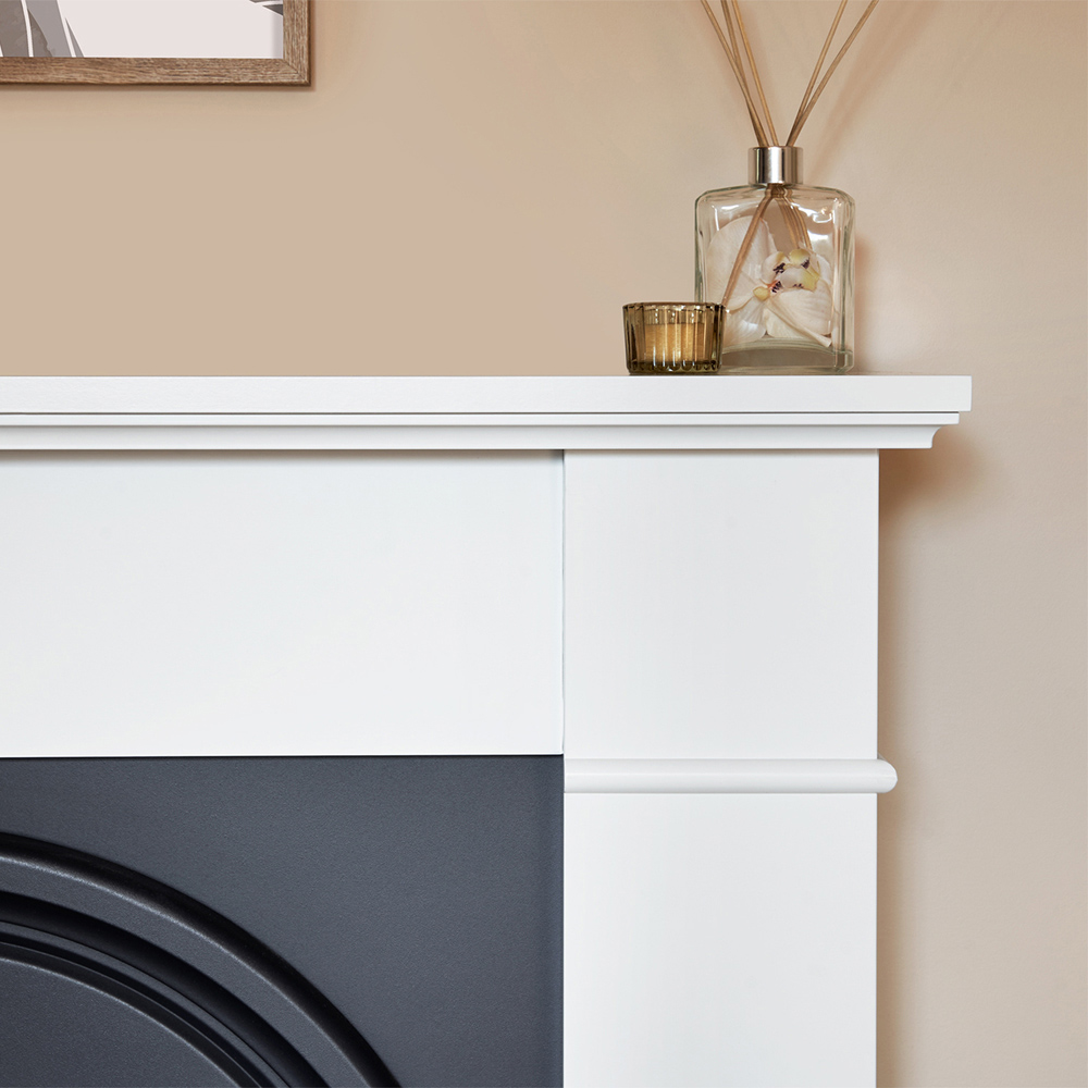 Adam Chesterfield White and Charcoal Grey Electric Fireplace Suite 44 Inch Image 4