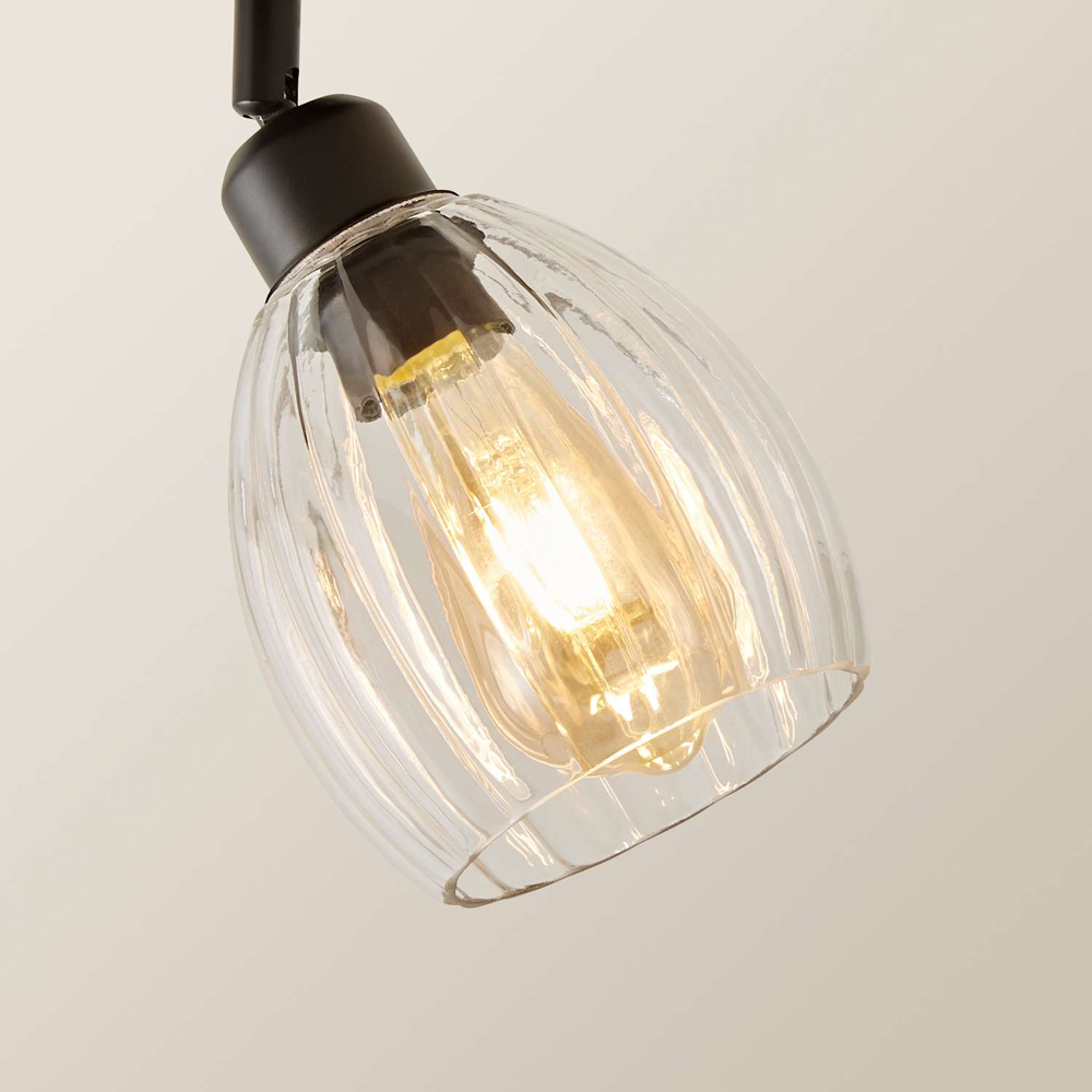 ValueLights Cheltenham Ribbed Shades 2 Way Matte Black Adjustable Ceiling Spotlight with Bulbs Image 4