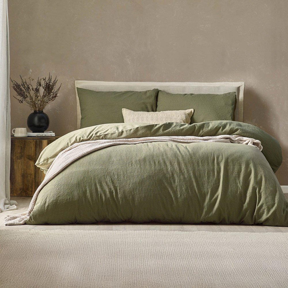 Yard Malton Single Forest Green Stripe Duvet Set Image 1