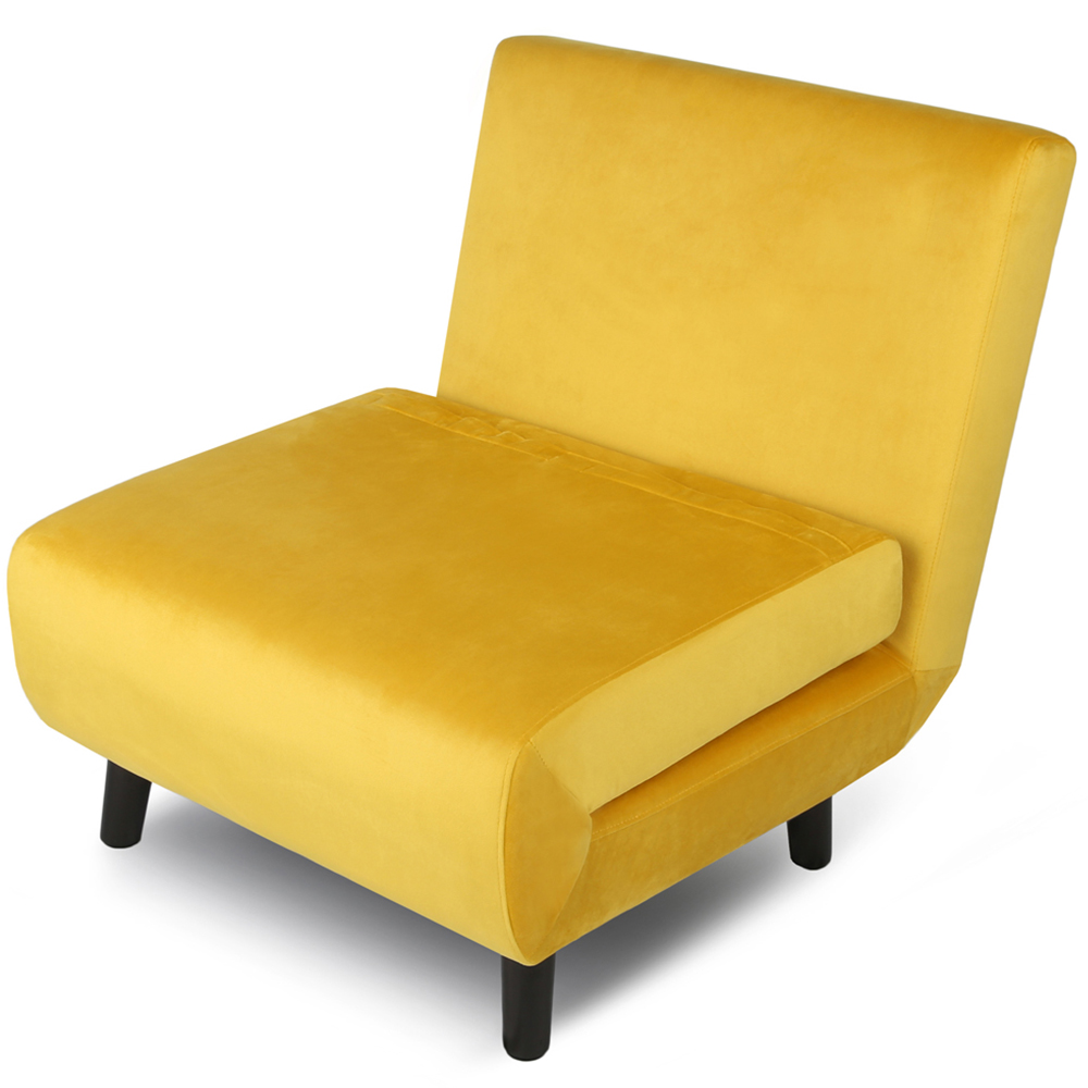 Aurora Single Seater Yellow Velvet Sofa Bed Image 4