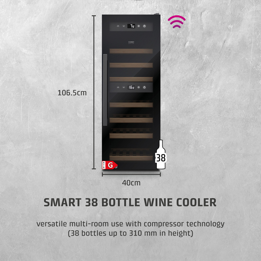 CASO Design WineExclusive 721 Black 38 Bottle Smart Wine Cooler Fridge Image 9