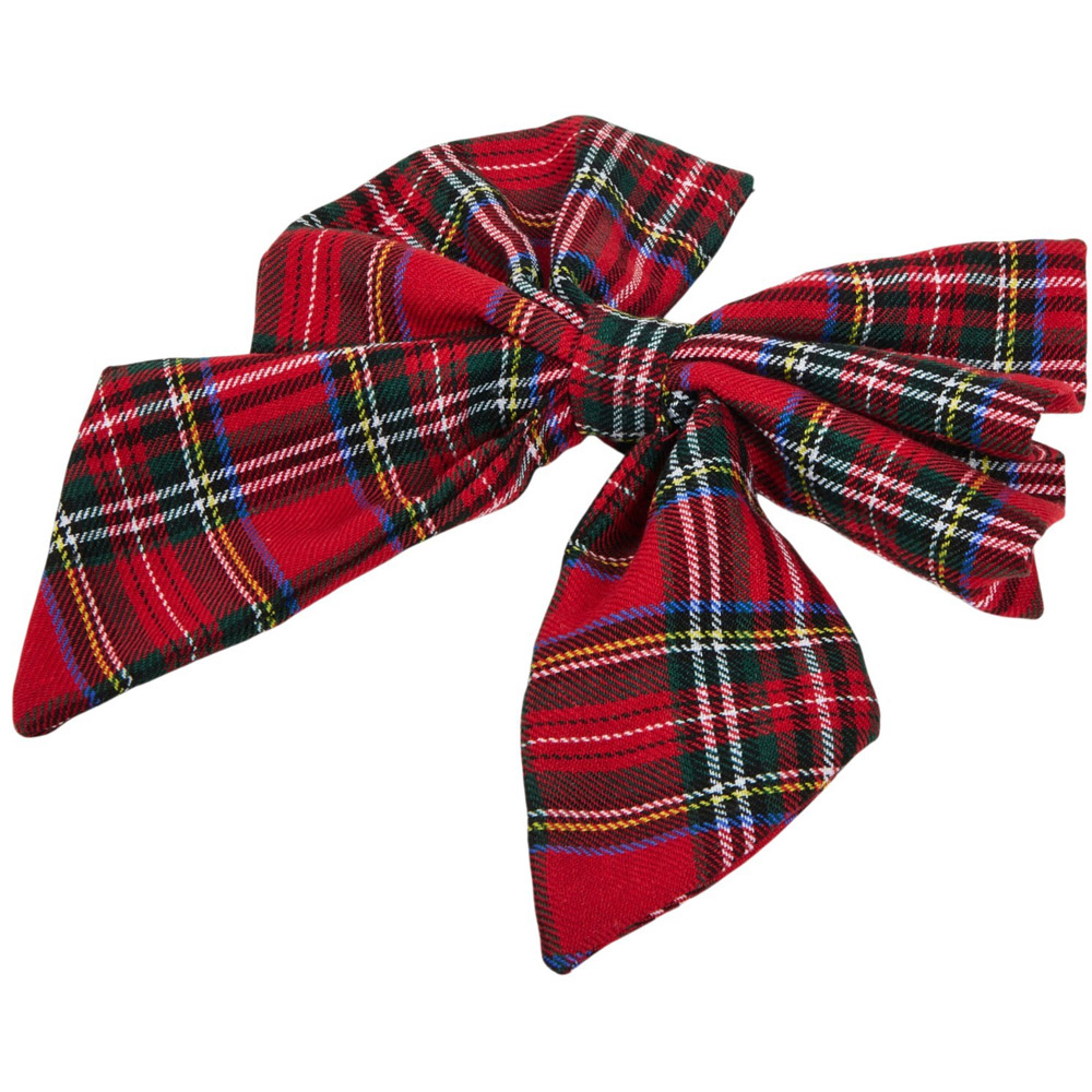 Large Festive Tartan Pet Bowtie Red Image 4