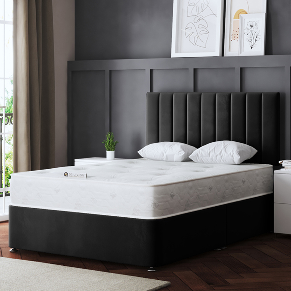 DS Living Amelia Double Black Upholstered Panel Divan Bed with 4 Drawer Image 1