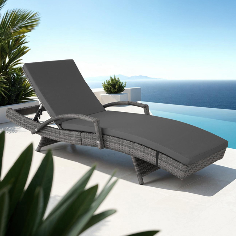 tectake Oceane Grey 5 Level Adjustable Aluminium Frame Sun Lounger Image 1