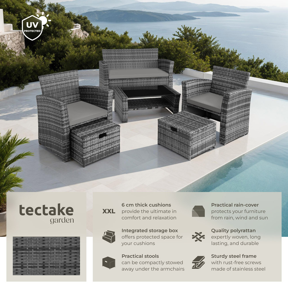 tectake Modena 4 Seater Grey Garden Furniture Set Image 8