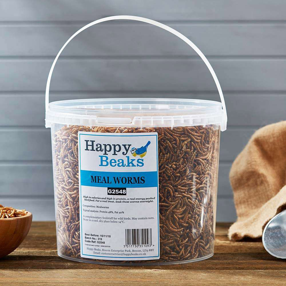 Happy Beaks Meal Worms Bird Food Tub 1kg Image 2
