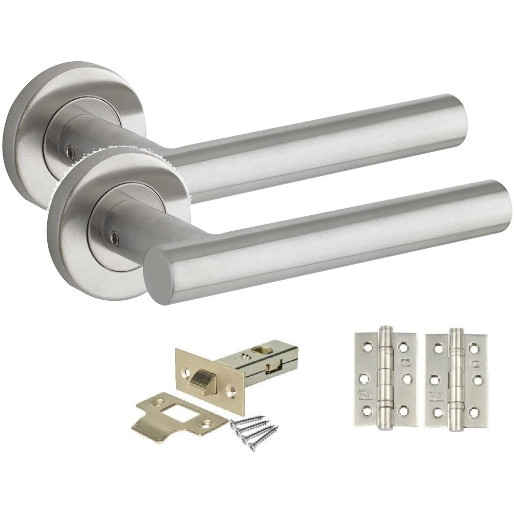 Golden Grace Satin Nickel Straight T-Bar Door Handles Set 5 Pack Image 2