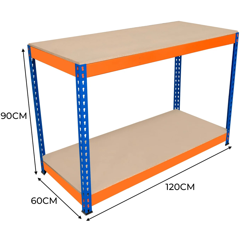MonsterShop S-Rax 2 Shelf Blue and Orange Workbench 120 x 60cm Image 5