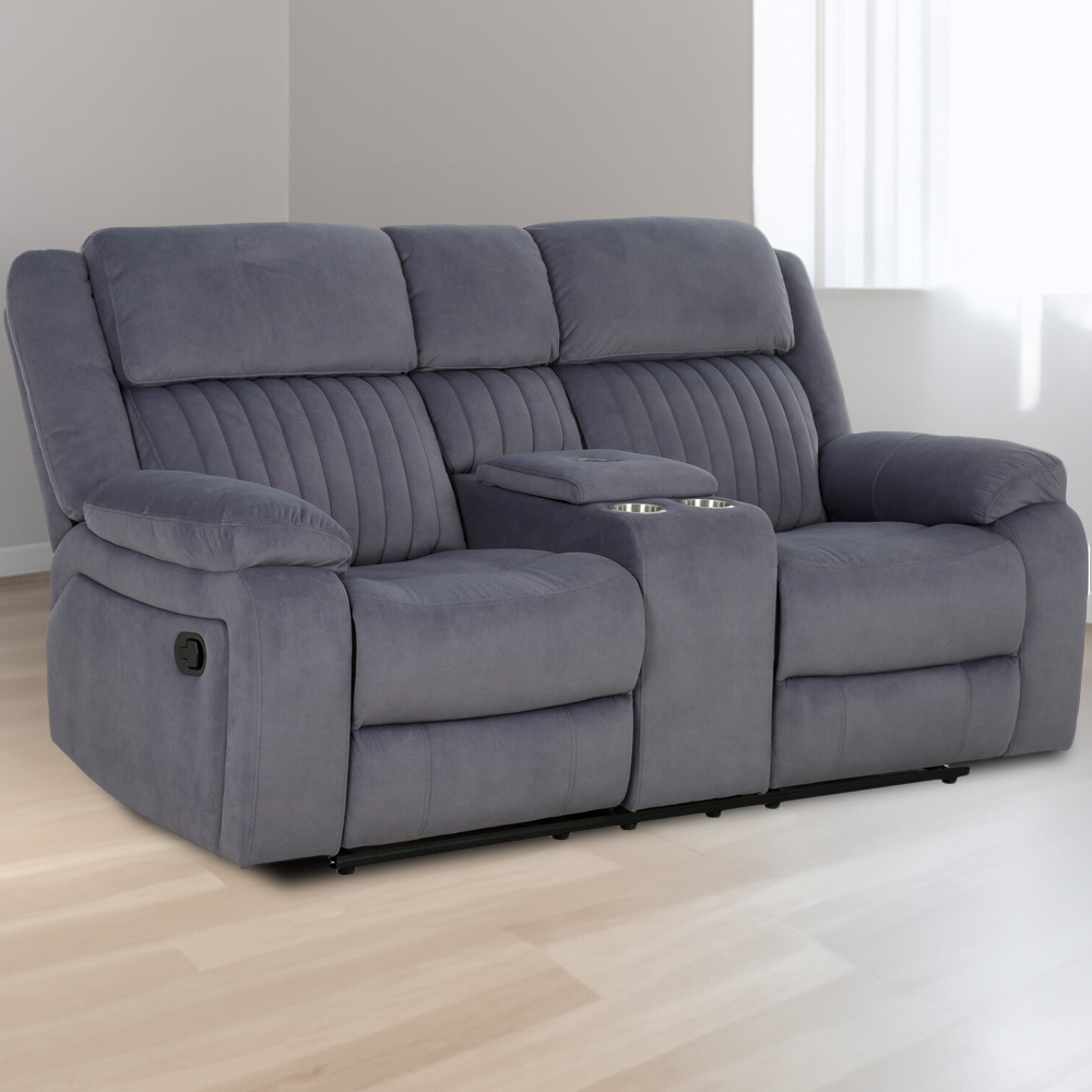 Haddon 2 Seater Dark Grey Manual Recliner Sofa Image 5