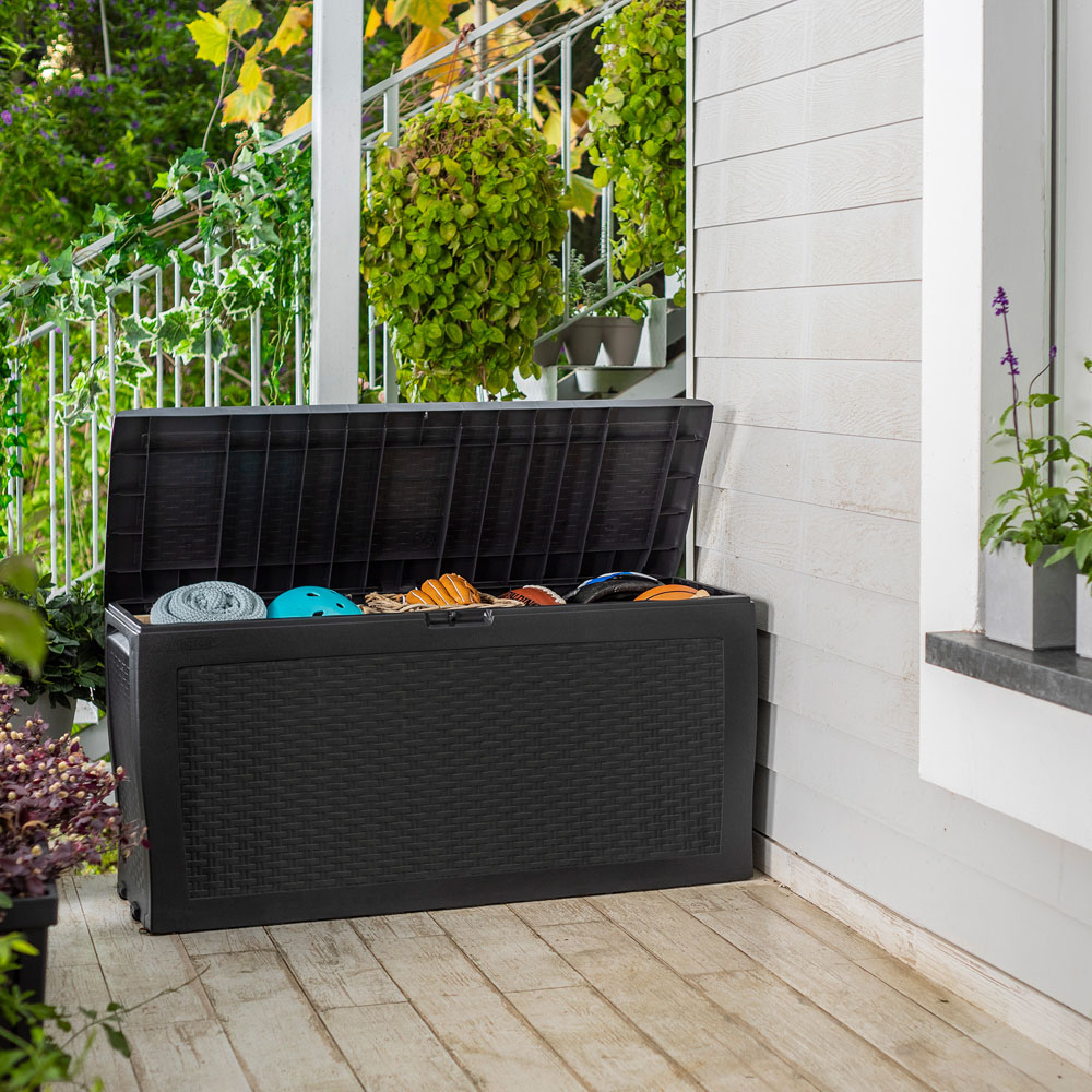 Keter Samoa Grey Rattan Outdoor Storage Box 270L Image 3