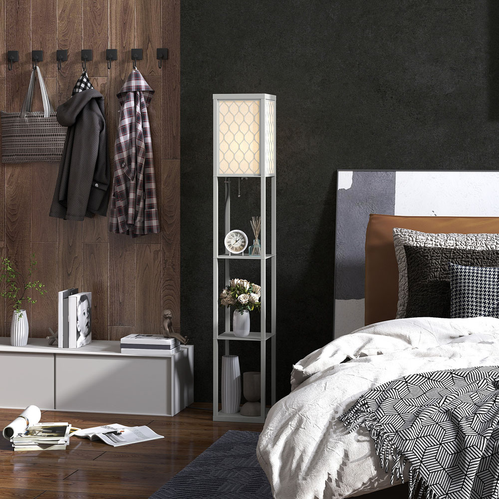 Portland 3 Shelf Light Grey Floor Lamp Image 4