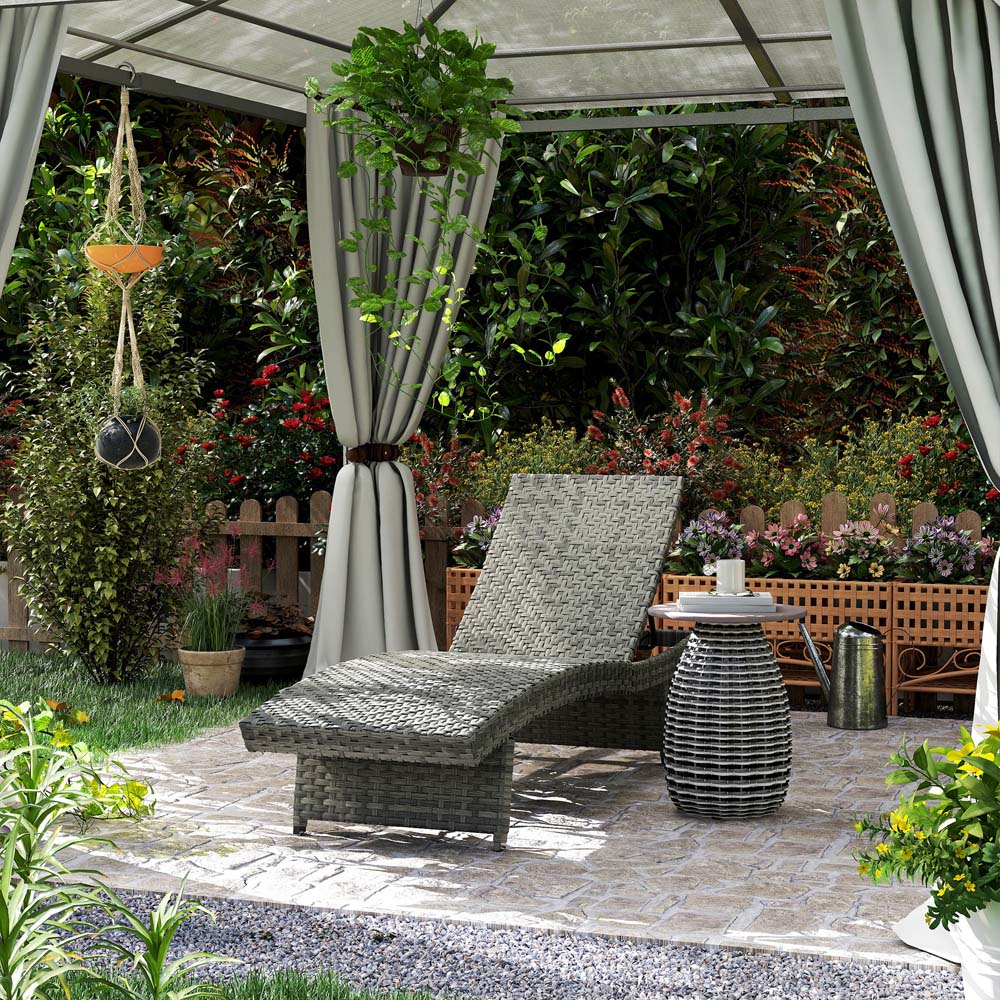 Outsunny Mixed Grey Rattan 4 Position Adjustable Sun Lounger Image 3