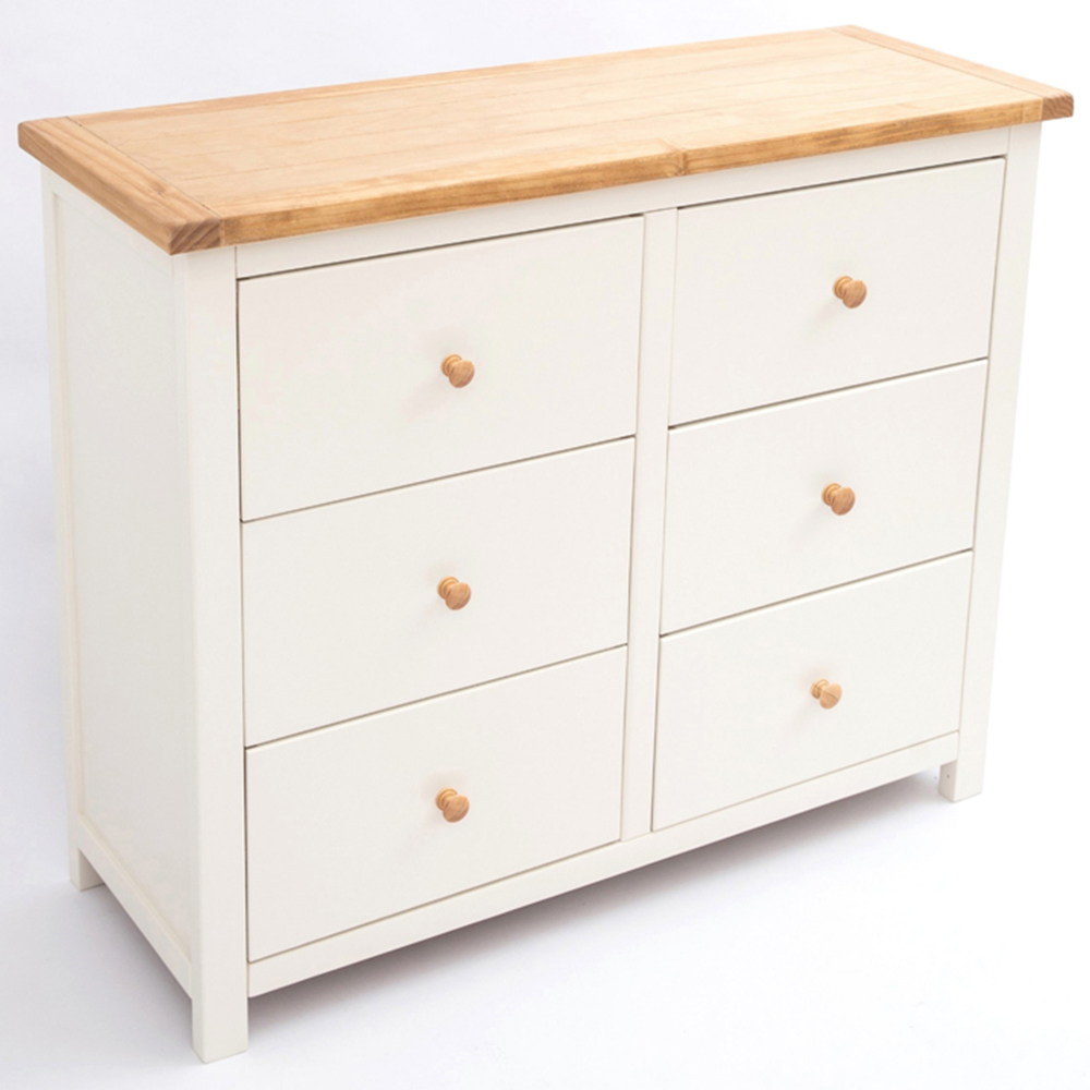 Cabinet Bits Maggiori 6 Drawer White Wood Knob Chest of Drawers Image 4