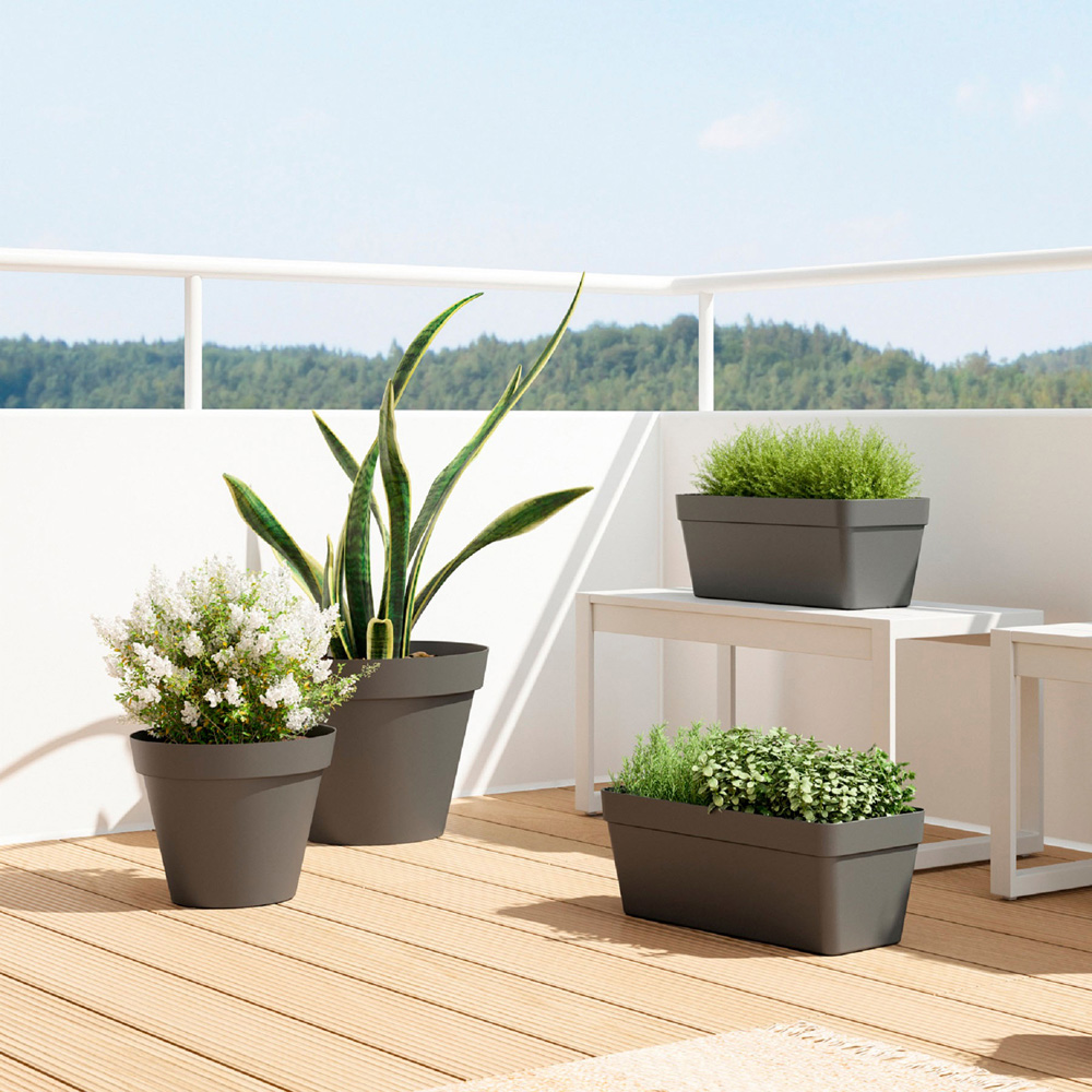 Artevasi Capri Anthracite Round Plastic Plant Pot 40cm Image 2