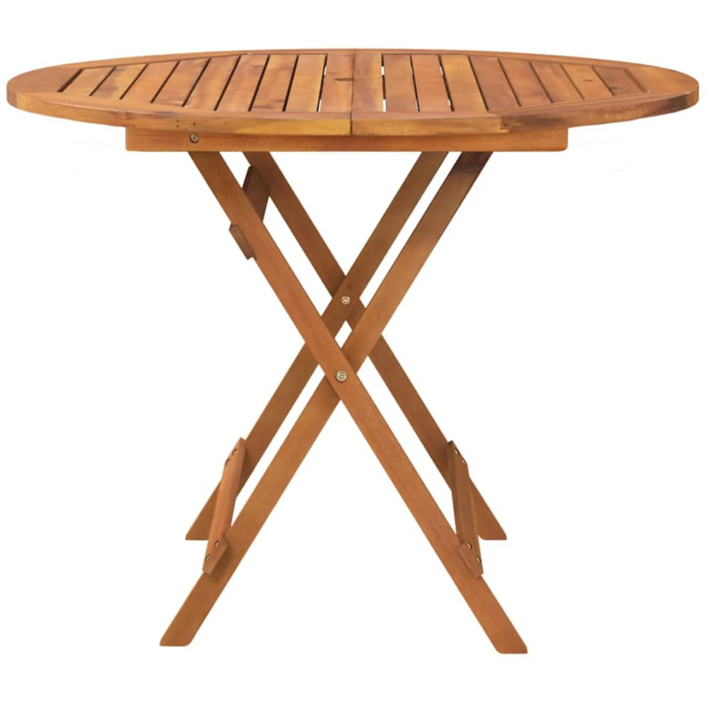 Walplus 2 Seater Foldable Solid Wood Acacia Garden Table with Parasol Hole Image 4