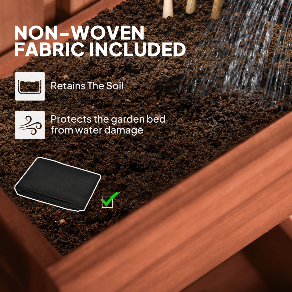 Outsunny 3 Box Brown Wooden Wall-Mounted Garden Planter with Trellis Image 6