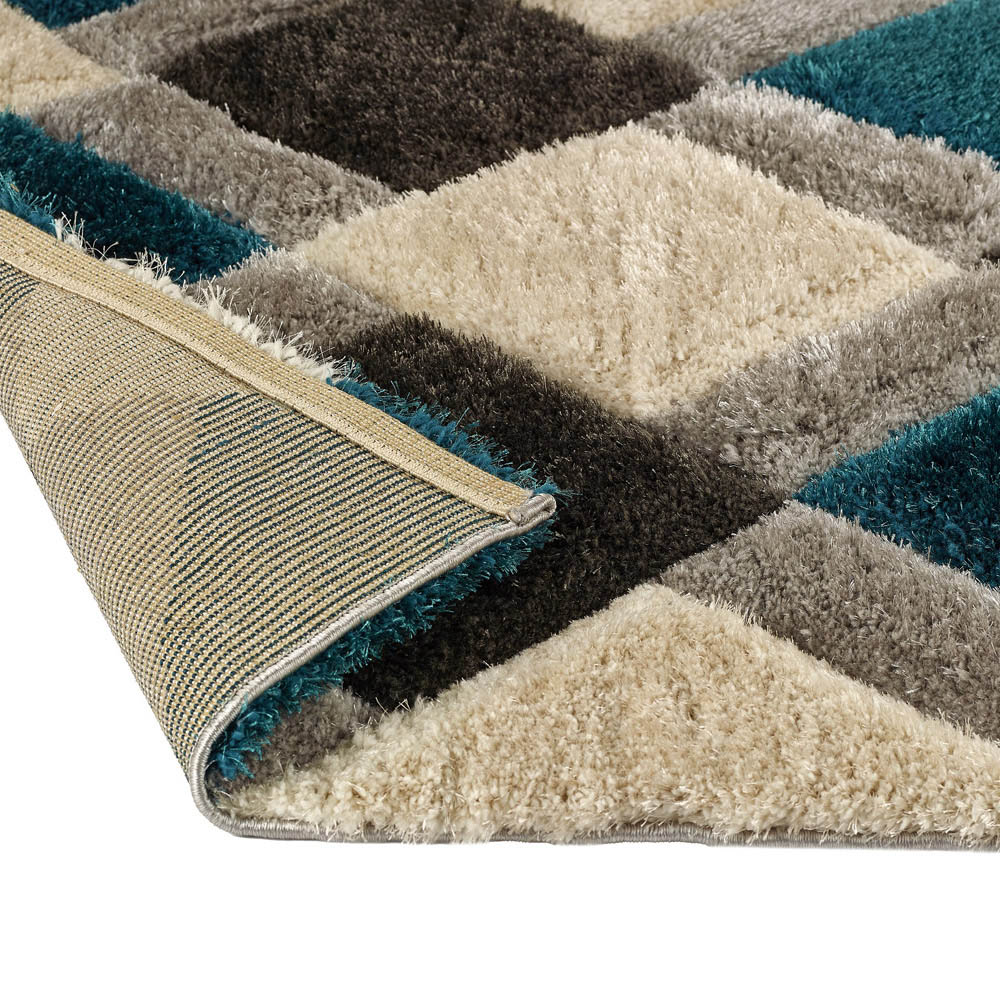 Origins 3D GEO Teal Shaggy Rug 120 x 170cm Image 3
