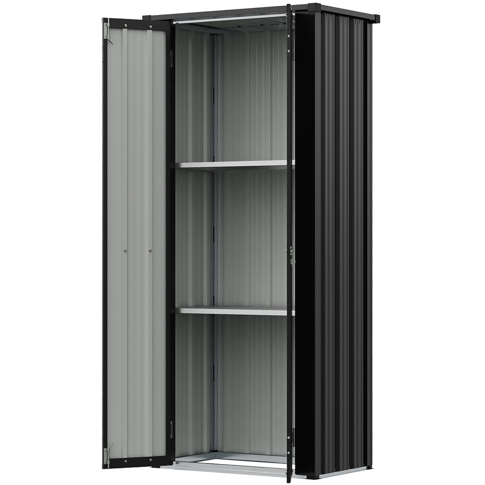 Living and Home 1.5 x 2.5ft Metal Double Door Flat Top Garden Tool Storage Shed Image 3