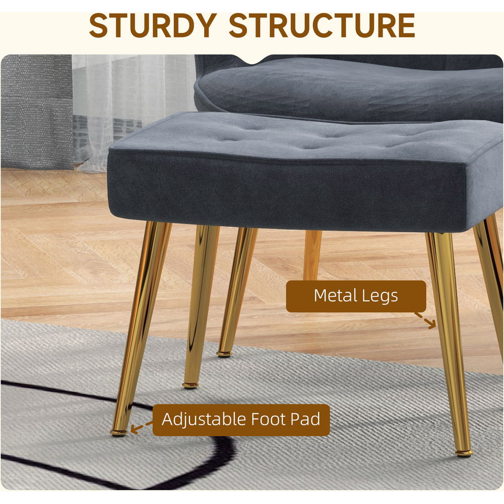 Portland Dark Grey Modern Button Tufted Wing Back Chair with Footstool Image 6