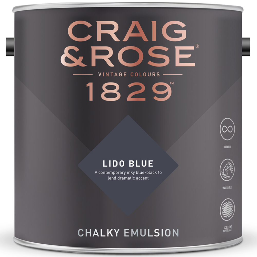 Craig & Rose Walls and Ceilings Lido Blue Chalky Emulsion Paint 5L Image 2