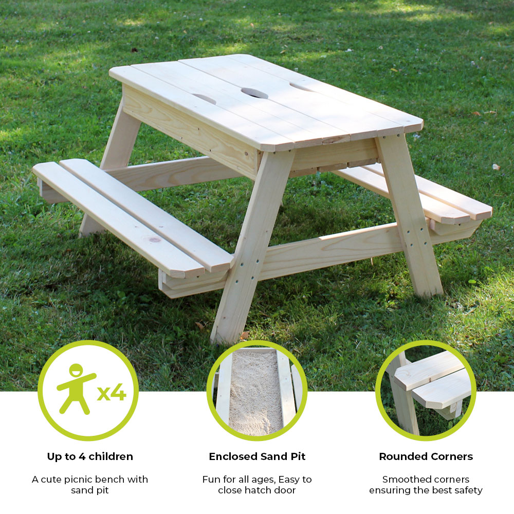 Soulet Kids 4 Seater Wooden Picnic Table with Sand Pit Image 7