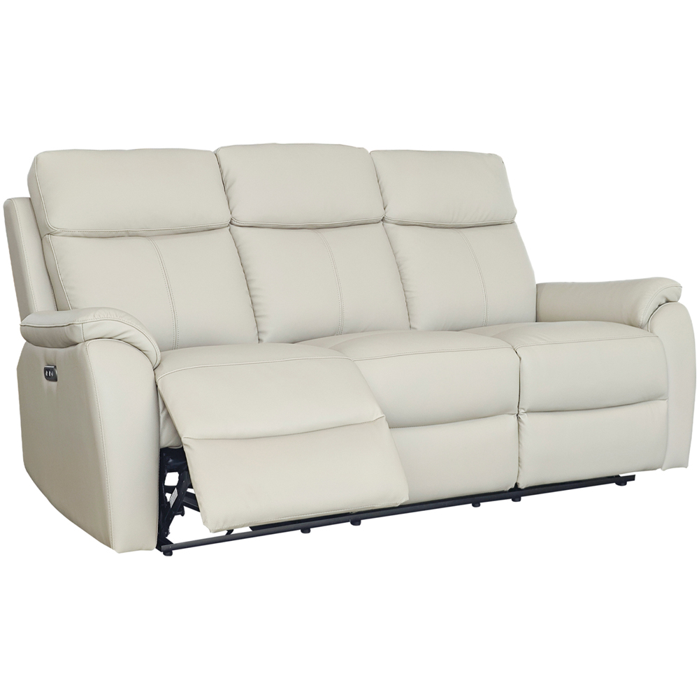 Aspire Kingsmere 5 Seater Light Grey Leather Power Recliner Sofa Set Image 3
