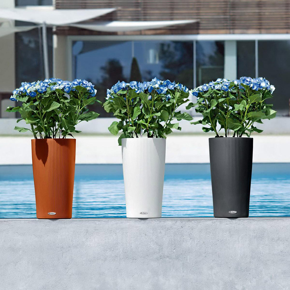 Lechuza Cilindro Slate Polyresin Self Watering Planter 41cm 2 Pack Image 2