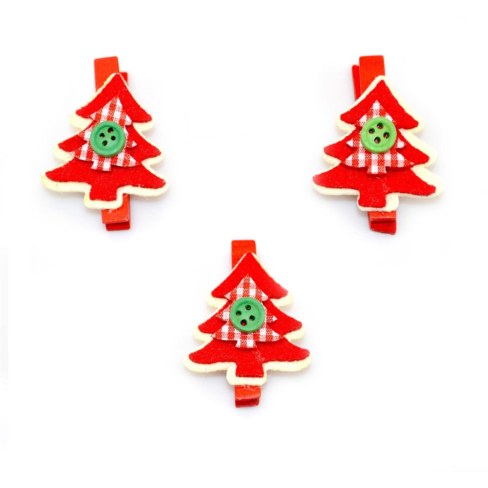 Shatchi Multicolour Wooden Peg Mini Tree Clip 3 Pack Image 2