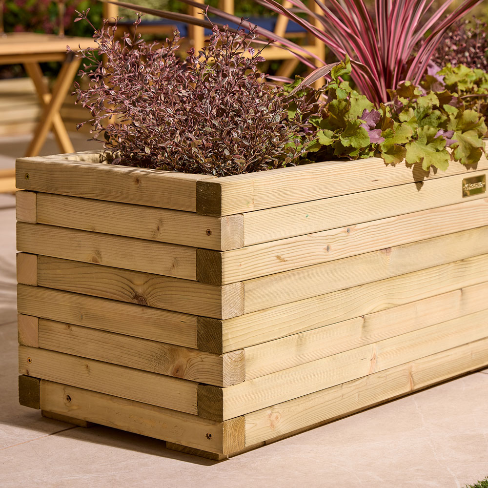 Rowlinson Premier Natural Wooden Patio Trough Planter 37 x 120 x 40cm Image 7