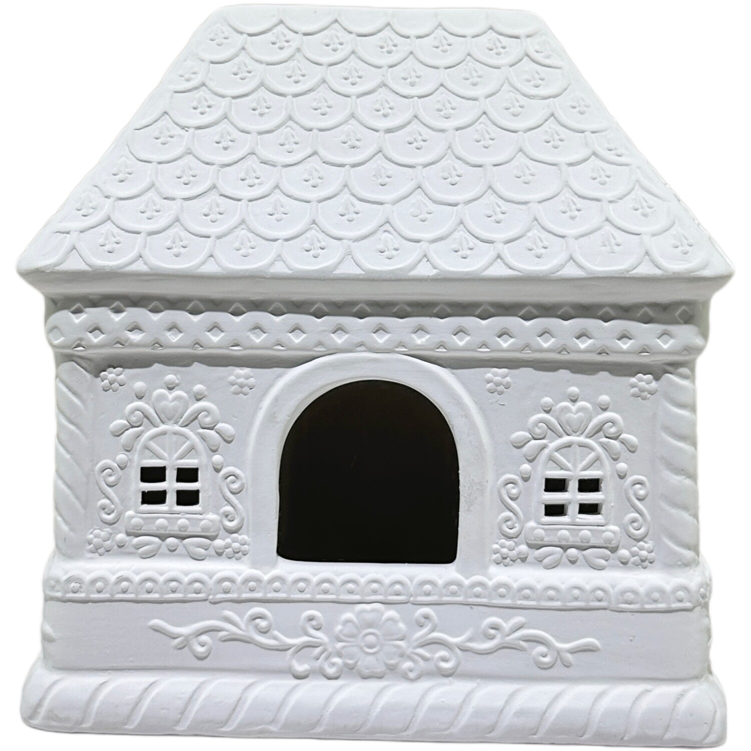 Large Ceramic Gingerbread House White Image 6