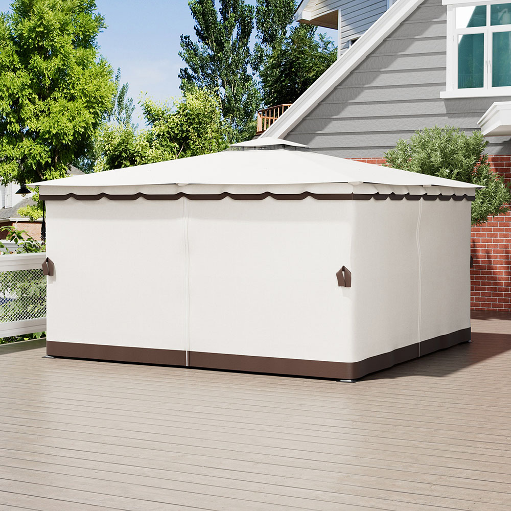 Living and Home 13 x 13ft Tiered Roof Metal Frame Gazebo with Waterproof Canopy Image 3