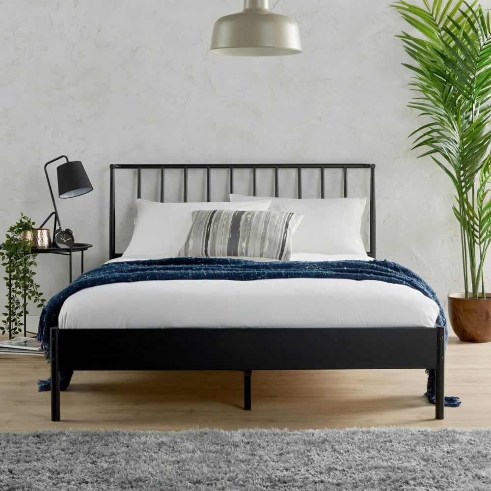 Home Source Odessa King Size Black Metal Bed Frame with Headboard Image 8
