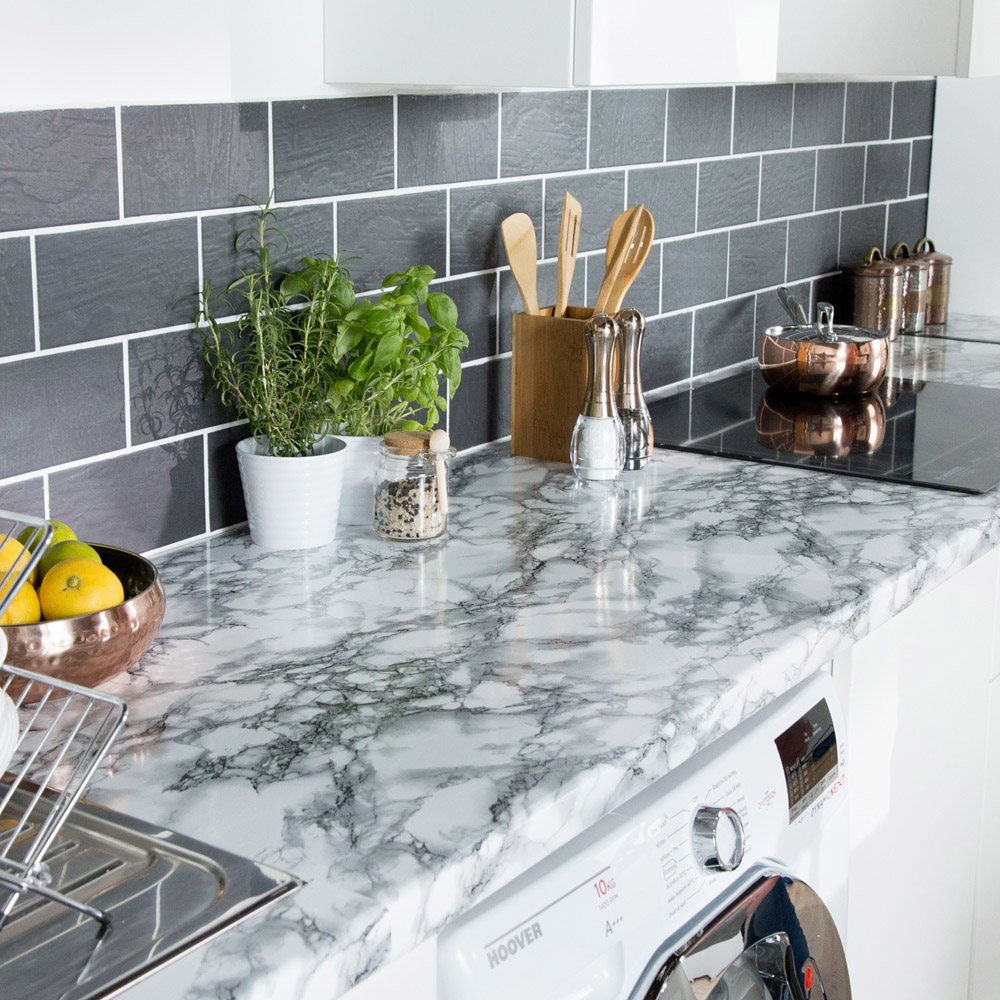 d-c-fix Marble White Sticky Back Plastic Vinyl Wrap Film 67.5cm x 10m Image 3