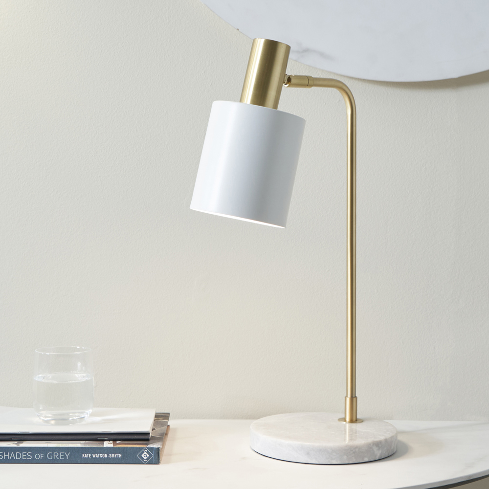 Pacific Lifestyle Biba White and Gold Marble Footed Table Lamp Image 2