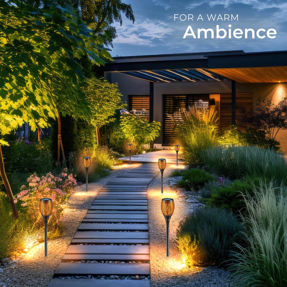 tectake Flame Design LED Solar Garden Light 6 Pack Image 6