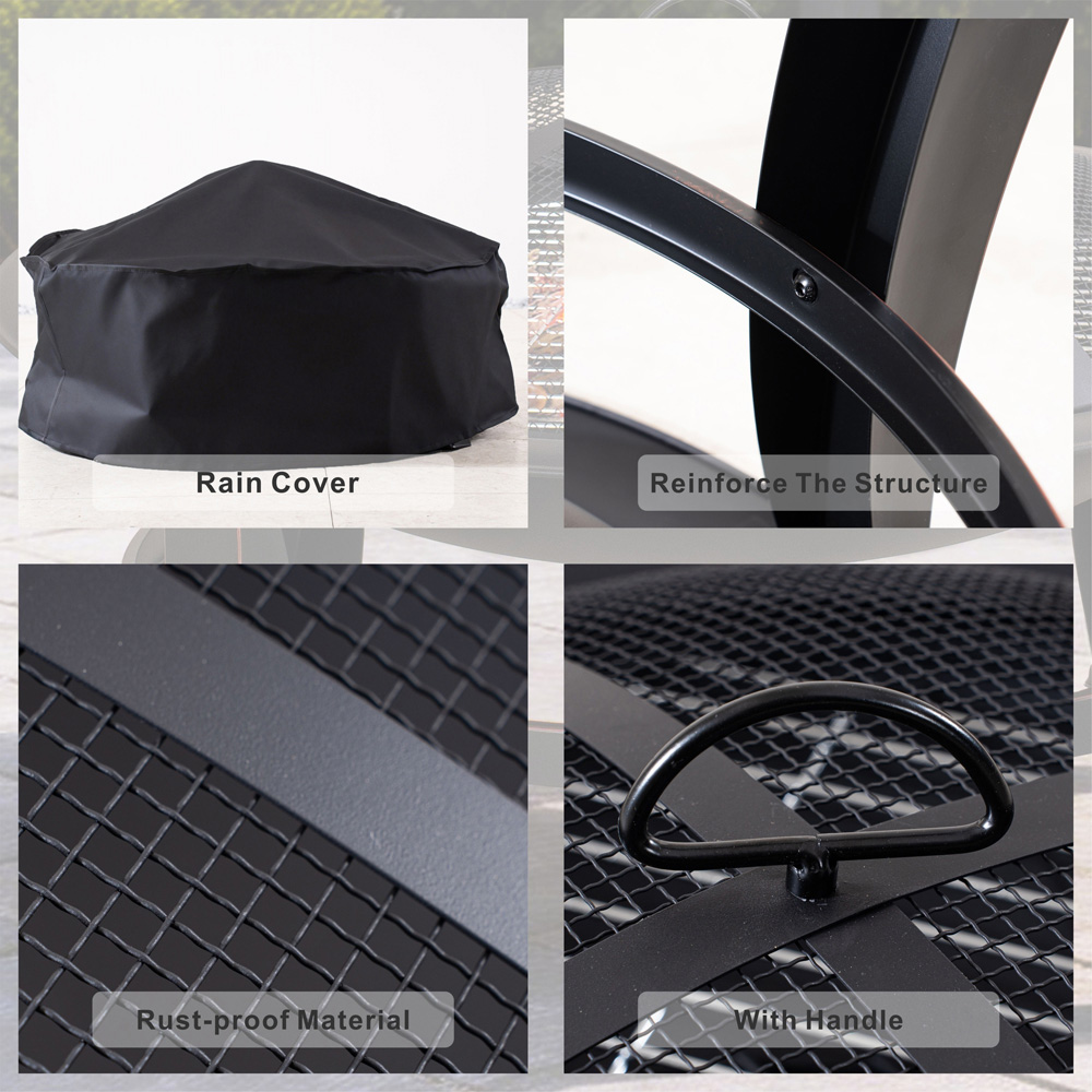 Direct Wicker Black Round Fire Pit Bowl with Full Accessory Kit 83cm Image 4