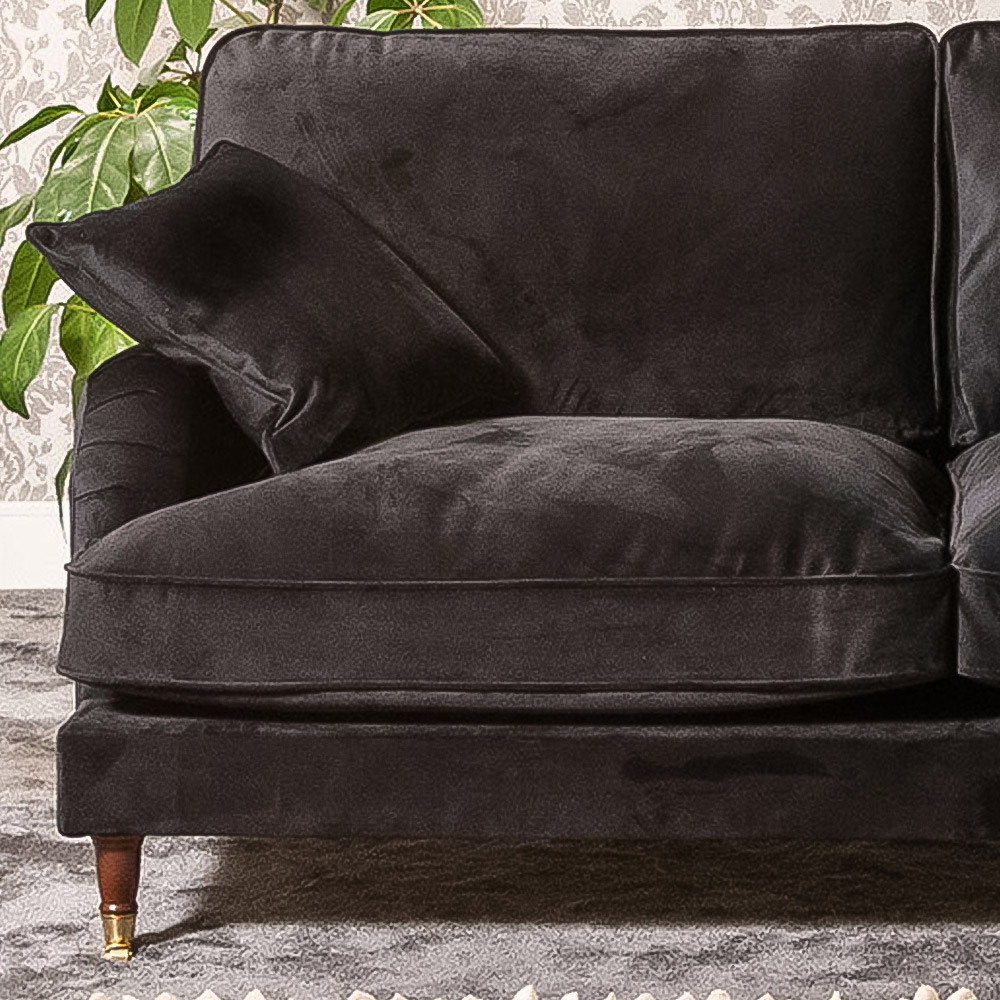 Mackenzie 2 Seater Black Plush Velvet Sofa Image 2