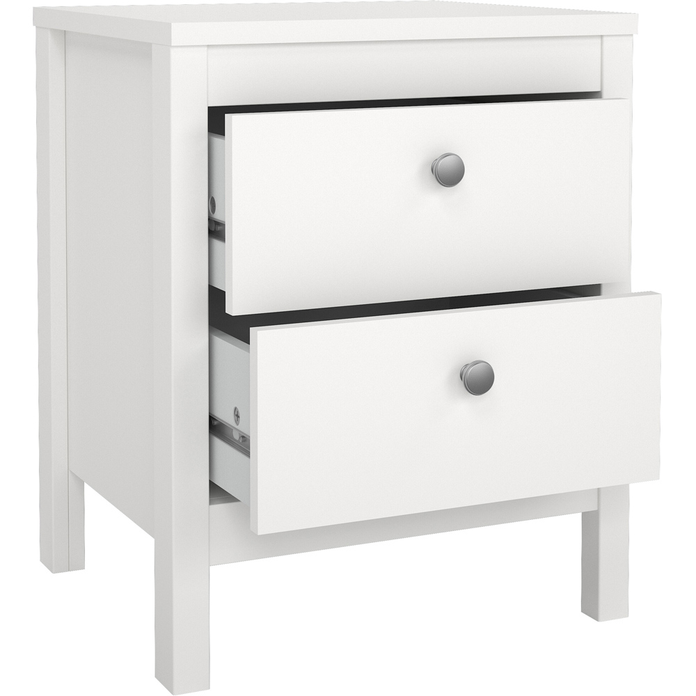 Florence Madrid 2 Drawer White Bedside Table Image 4