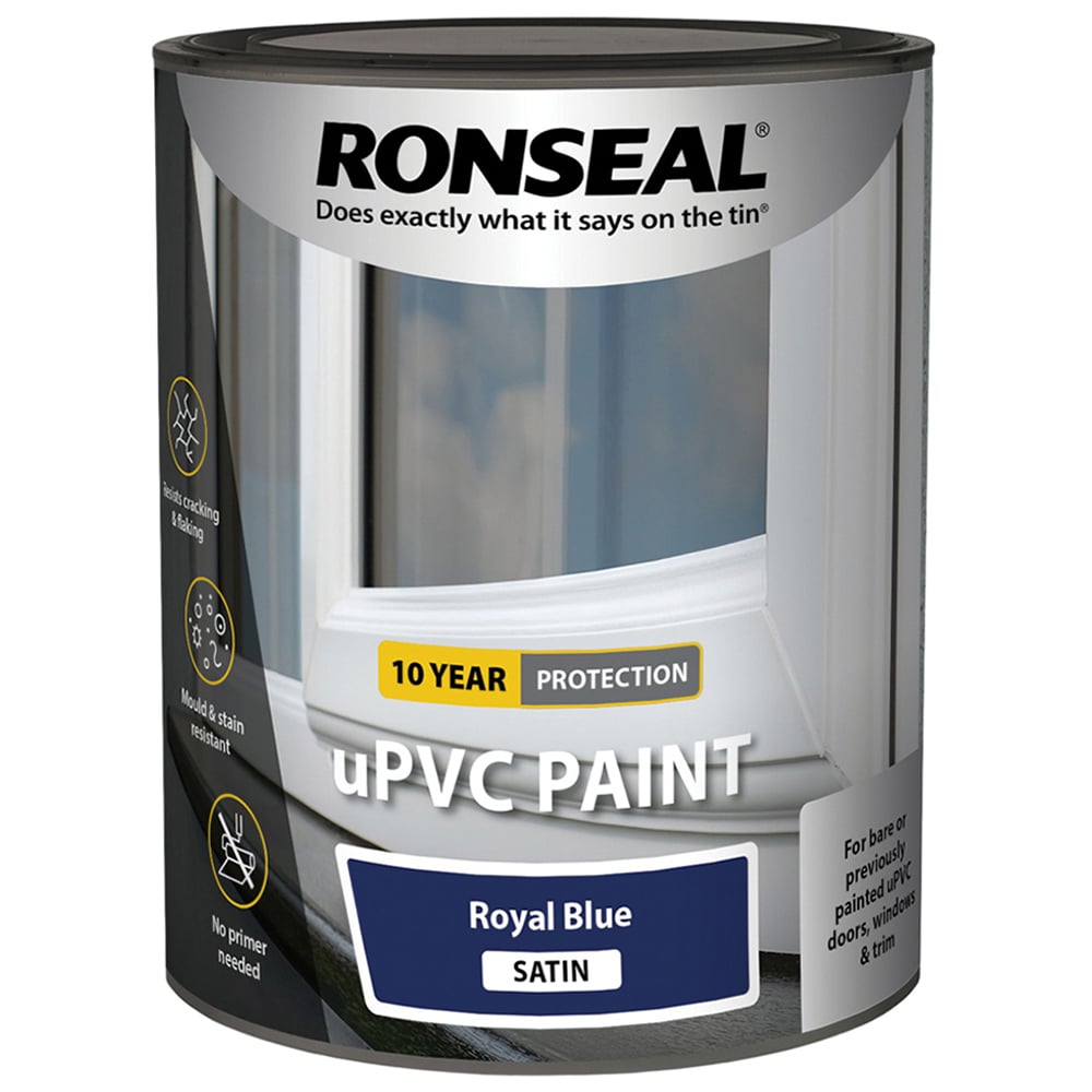 Ronseal uPVC Royal Blue Satin Paint 750ml Image 2