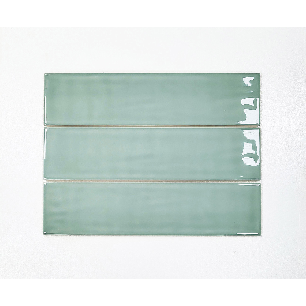 Top Ceramics Light Green Gloss Flat Bumpy Metro Ceramic Wall Tile 300 x 75mm Image 3