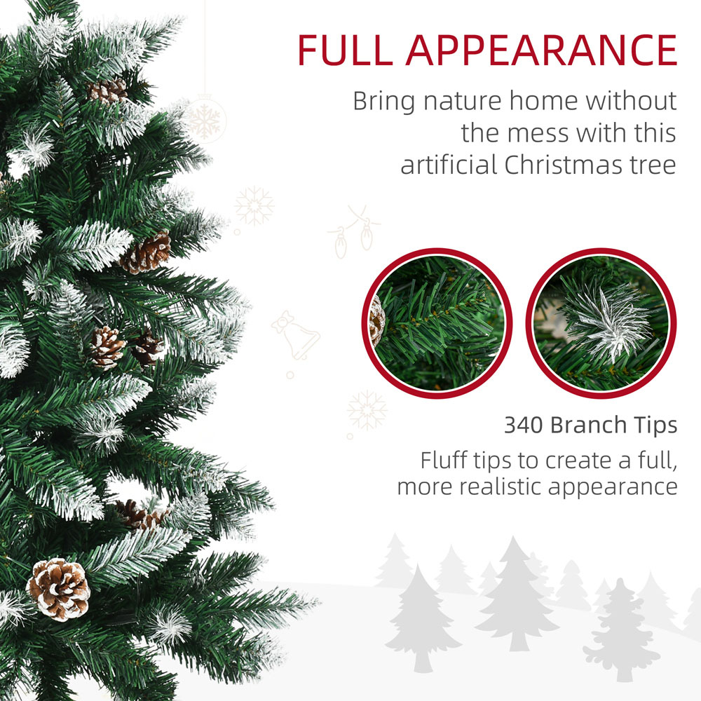 Everglow Green Snow Artificial Christmas Tree with Pinecones 5ft Image 5